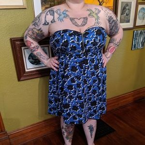 FLORAL PRINT ZIP FRONT BUSTIER DRESS